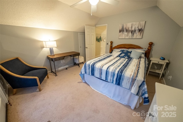 696 Springwood Dr, Mount Gilead, NC 27306 - carpeted bedroom featuring lofted ceiling and ceiling fan
