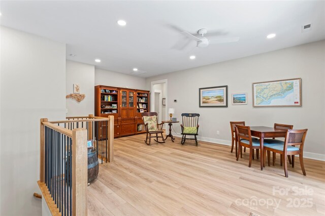 2866 Backwoods Trl, Denver, NC 28037 - sitting room featuring an upstairs landing, recessed lighting, light wood finished floors, and a ceiling fan