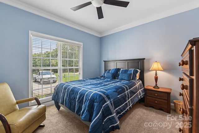 3865 Willow Grove Ln, Concord, NC 28025 - bedroom featuring carpet, crown molding, and a ceiling fan