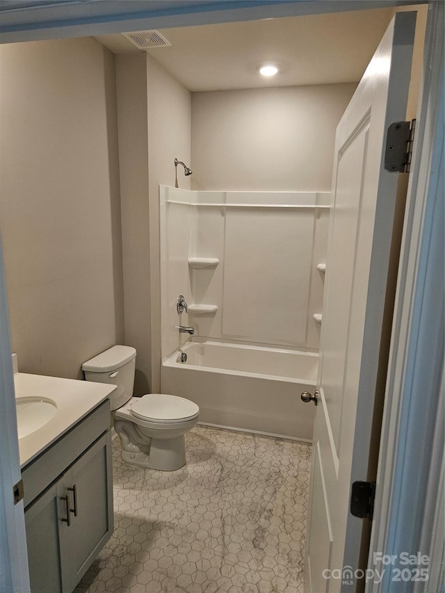 368 Saddlebred Ln, Locust, NC 28097 - full bathroom with vanity, bathtub / shower combination, recessed lighting, and tile patterned floors