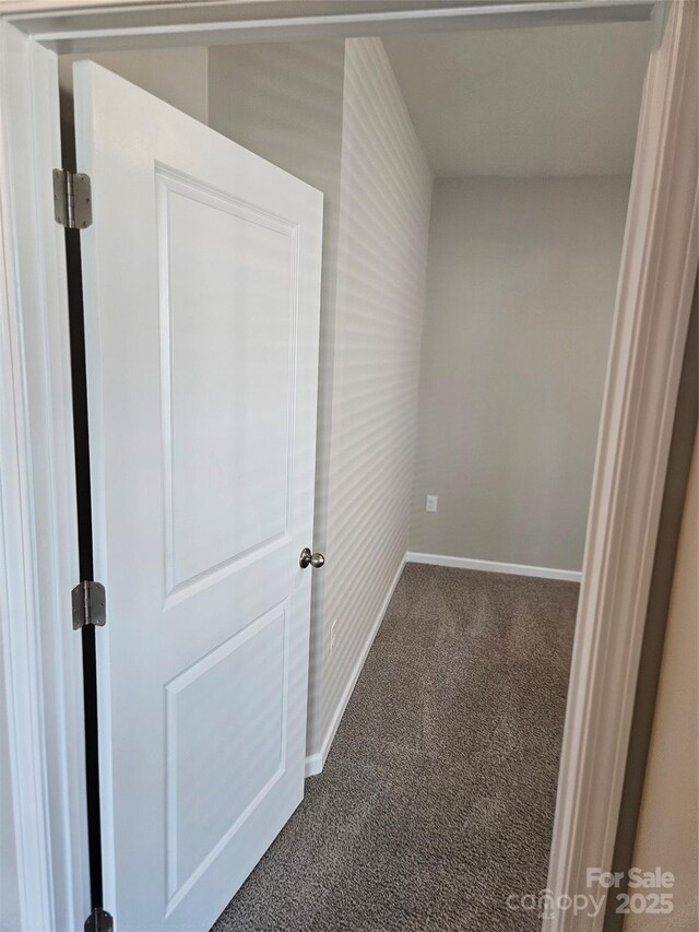 368 Saddlebred Ln, Locust, NC 28097 - corridor with dark colored carpet and baseboards