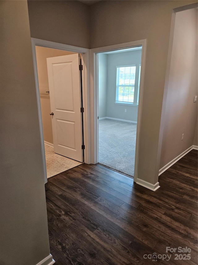 368 Saddlebred Ln, Locust, NC 28097 - corridor featuring baseboards and dark wood-style flooring