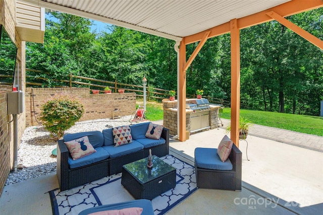 461 Swift Creek Cv, Clover, SC 29710 - view of patio with outdoor lounge area and view of scattered trees