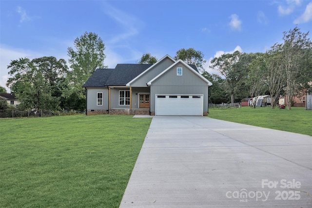 2325 32nd St NE, Hickory, NC 28601 - view of front of home featuring a garage, a front lawn, concrete driveway, a shingled roof, and crawl space