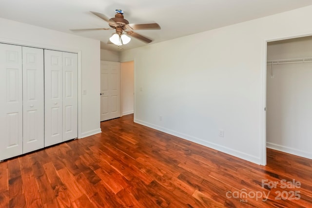 414 Bob Hardin Rd, Rutherfordton, NC 28139 - unfurnished bedroom with wood finished floors, a closet, and ceiling fan