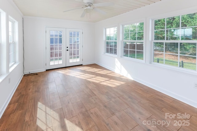414 Bob Hardin Rd, Rutherfordton, NC 28139 - unfurnished sunroom with french doors, wood finished floors, and ornamental molding