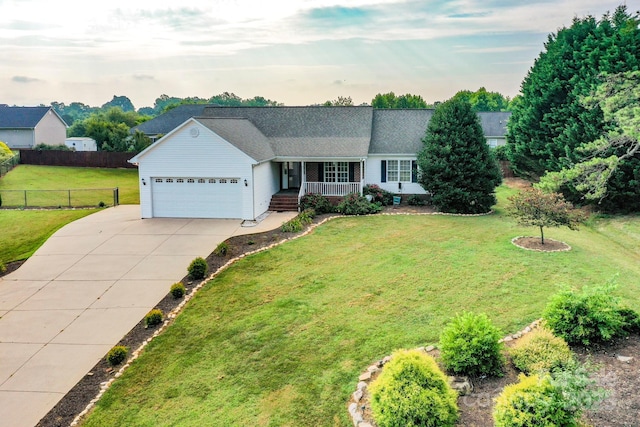 414 Bob Hardin Rd, Rutherfordton, NC 28139 - view of front of property featuring a porch, a garage, and concrete driveway