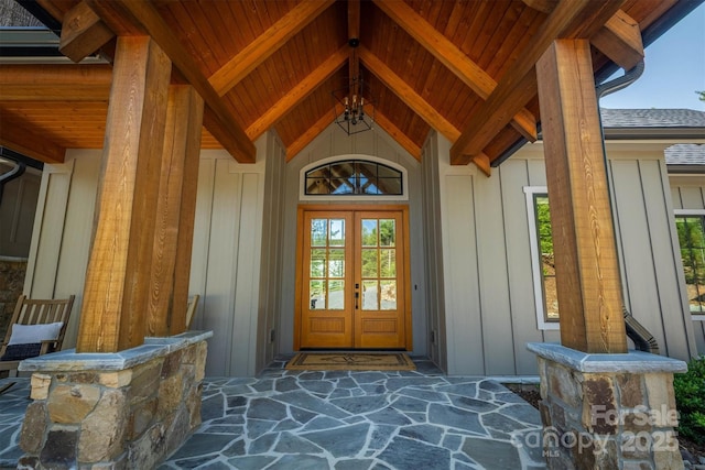256 Hunt Camp Dr, Nebo, NC 28761 - entrance to property featuring board and batten siding and french doors
