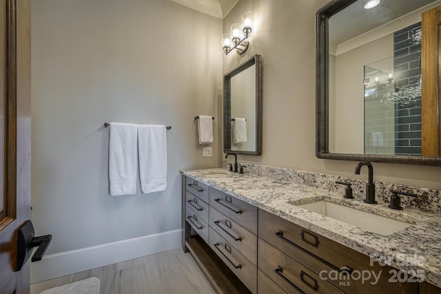 256 Hunt Camp Dr, Nebo, NC 28761 - full bath with double vanity and baseboards