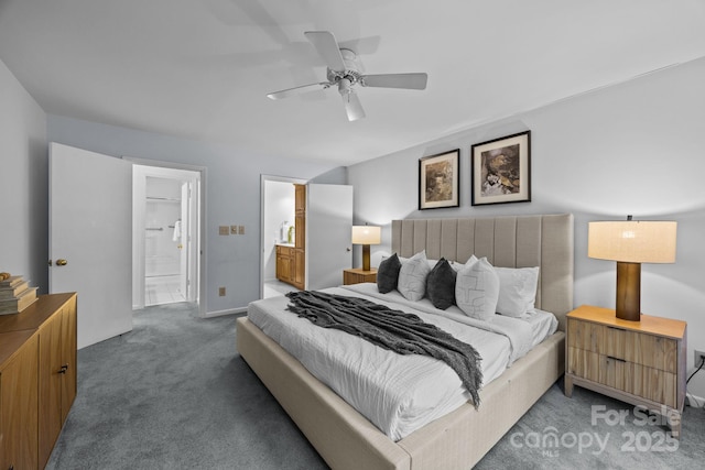 9008 St Croix Ln, Charlotte, NC 28277 - carpeted bedroom featuring connected bathroom and a ceiling fan