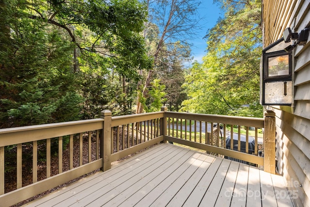 9008 St Croix Ln, Charlotte, NC 28277 - deck featuring view of wooded area