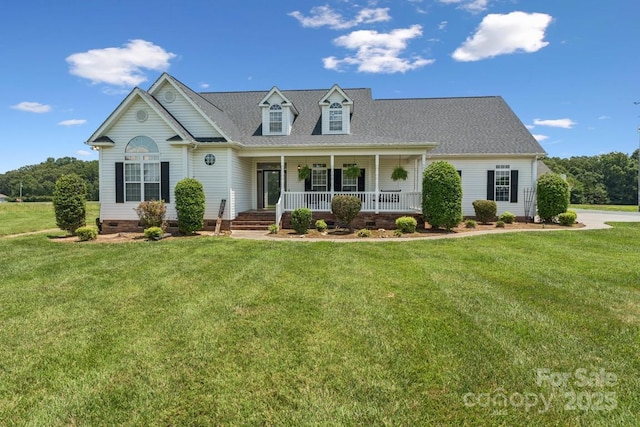 1123 Snyders Store Rd, Wingate, NC 28174 - cape cod-style house featuring crawl space, a porch, a front lawn, and roof with shingles