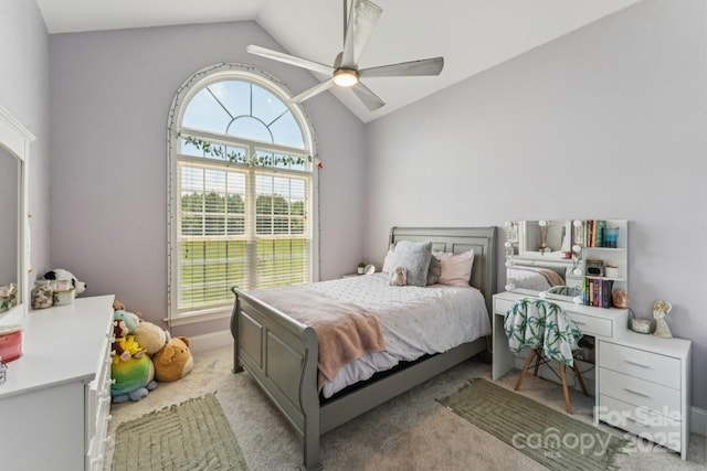 1123 Snyders Store Rd, Wingate, NC 28174 - bedroom with lofted ceiling, multiple windows, carpet, and ceiling fan