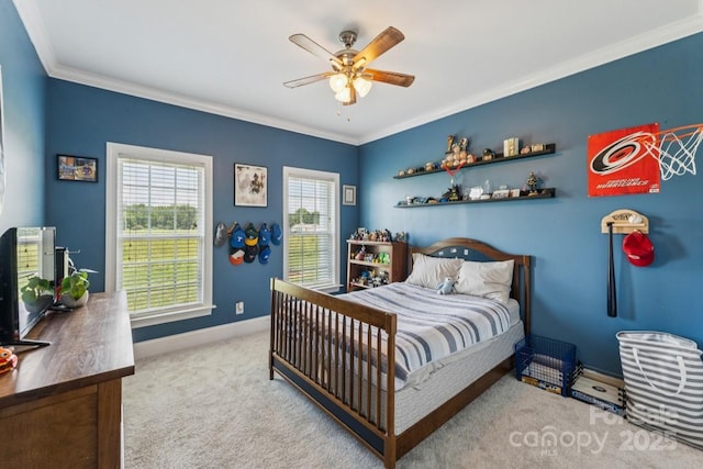 1123 Snyders Store Rd, Wingate, NC 28174 - bedroom with crown molding, carpet flooring, and ceiling fan