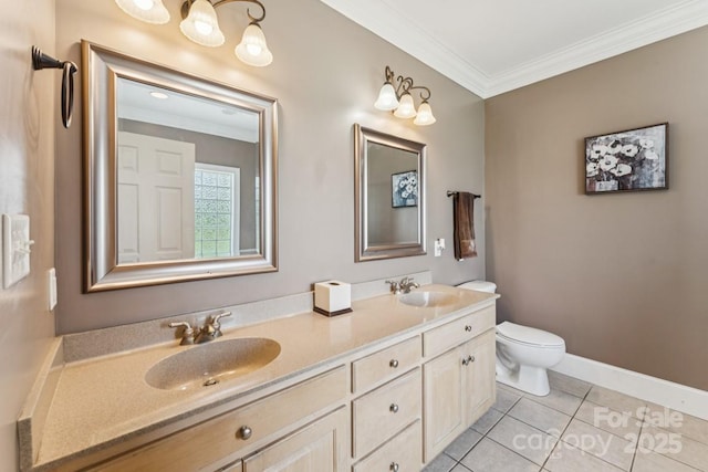 1123 Snyders Store Rd, Wingate, NC 28174 - full bath with crown molding, double vanity, and tile patterned floors