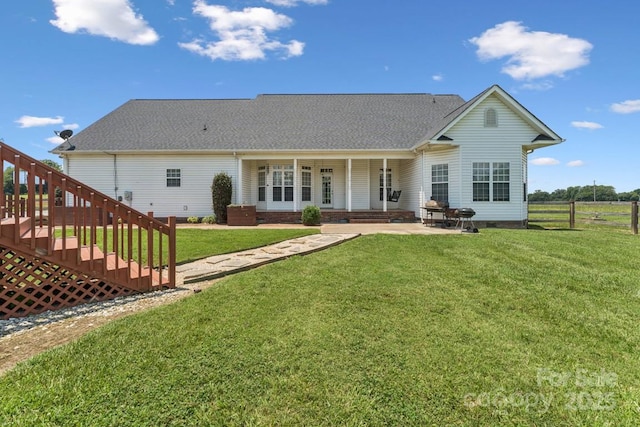 1123 Snyders Store Rd, Wingate, NC 28174 - rear view of property with crawl space, a patio, and roof with shingles