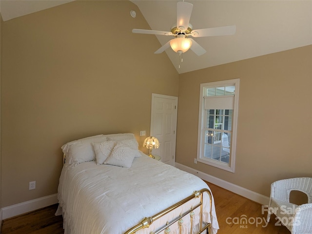 6301 Hawk Nest Dr, Concord, NC 28027 - bedroom with wood finished floors, a ceiling fan, and high vaulted ceiling