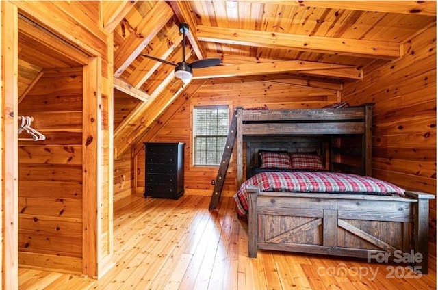 1818 W Paradise Harbor Dr Unit 172, Connelly Springs, NC 28612 - bedroom with wooden walls, wood ceiling, and wood-type flooring