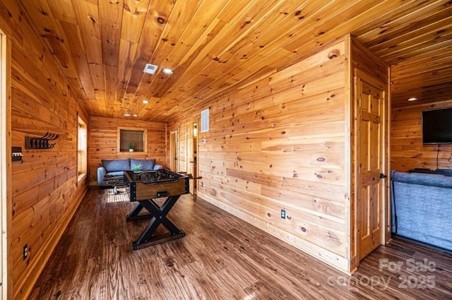 1818 W Paradise Harbor Dr Unit 172, Connelly Springs, NC 28612 - game room featuring wooden walls, wood finished floors, wood ceiling, and recessed lighting