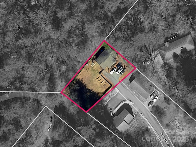 96 Habitat Way, Brevard, NC 28712 - aerial map of property and surrounding area featuring property boundaries highlighted