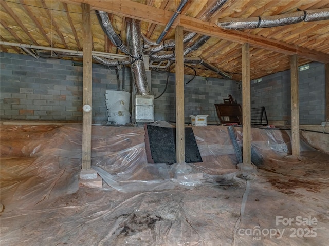 96 Habitat Way, Brevard, NC 28712 - unfinished below grade area featuring concrete block wall and water heater