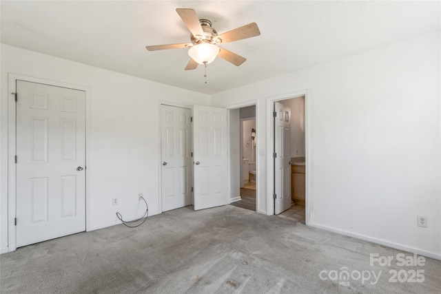 600 Piper Ct, Wingate, NC 28174 - unfurnished bedroom with carpet floors, ensuite bathroom, and ceiling fan