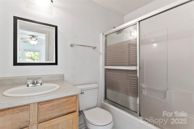 600 Piper Ct, Wingate, NC 28174 - full bathroom with vanity, combined bath / shower with glass door, and ceiling fan
