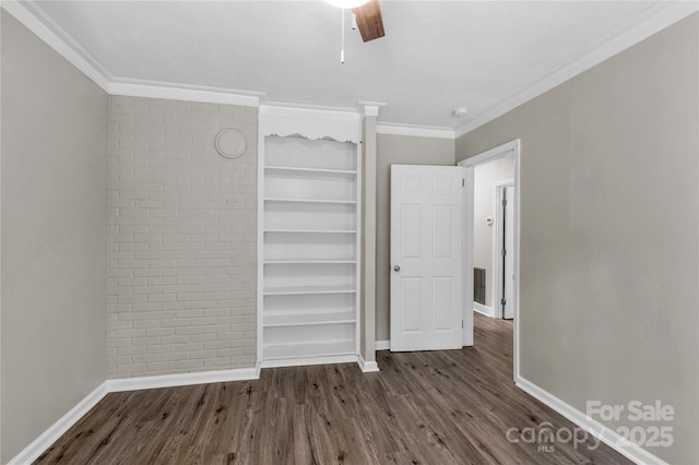 1641 Converse St, Lancaster, SC 29720 - unfurnished bedroom featuring crown molding, dark wood finished floors, a closet, and ceiling fan