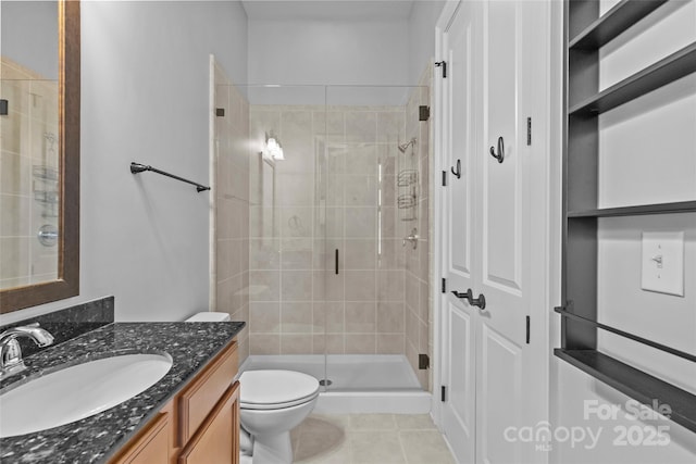 2810 Selwyn Ave Unit 429, Charlotte, NC 28209 - full bathroom with vanity, a shower stall, and tile patterned floors