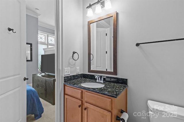 2810 Selwyn Ave Unit 429, Charlotte, NC 28209 - bathroom with crown molding and vanity