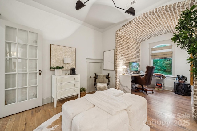 3519 Mcpherson St, Waxhaw, NC 28173 - bedroom featuring wood finished floors, lofted ceiling, and a ceiling fan