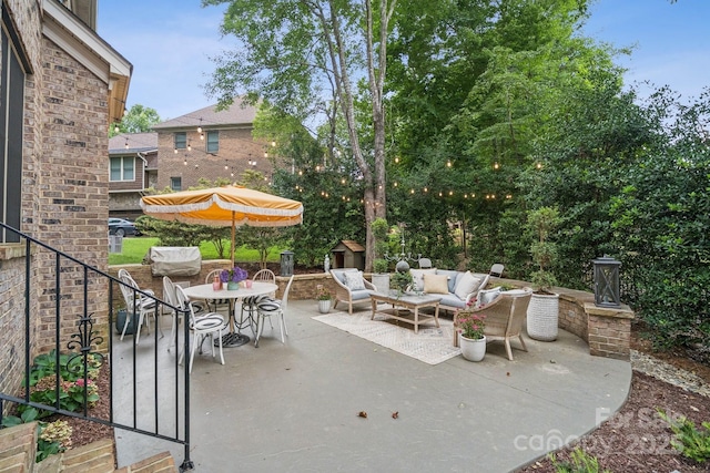 3519 Mcpherson St, Waxhaw, NC 28173 - view of patio / terrace with outdoor lounge area, outdoor dining space, and a storage unit