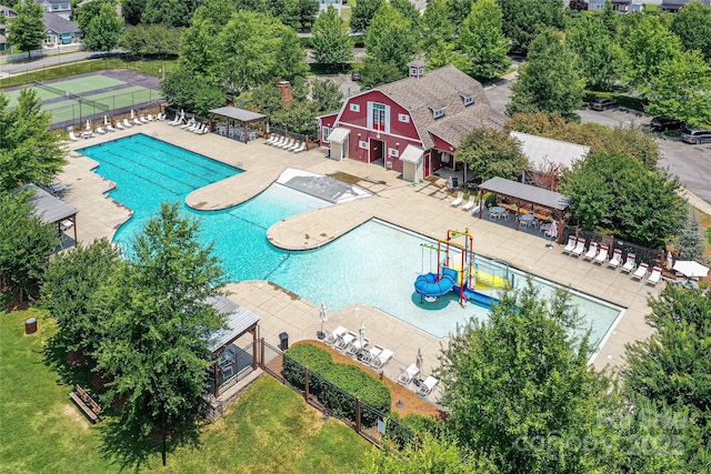 3533 Catherine Creek Pl, Davidson, NC 28036 - aerial view of a pool area