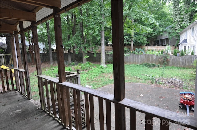 1324 Golden Hill Rd, Matthews, NC 28105 - wooden deck featuring a fenced backyard and a patio