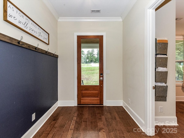 618 Deese Rd, Monroe, NC 28110 - entryway with plenty of natural light, dark wood-style floors, and ornamental molding