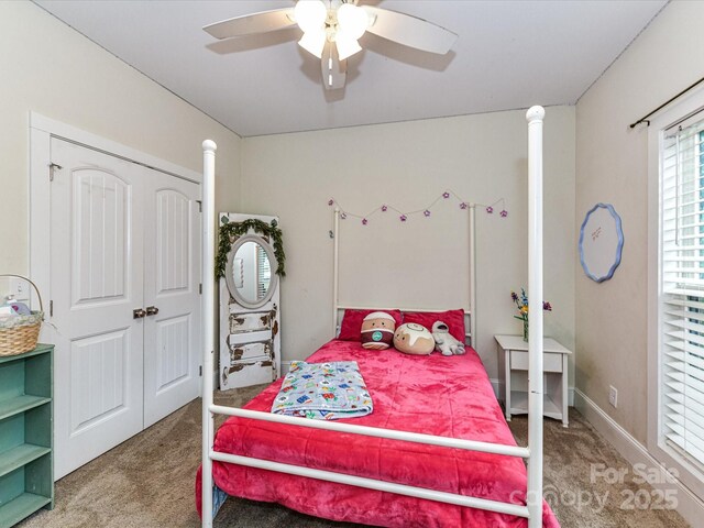 618 Deese Rd, Monroe, NC 28110 - bedroom featuring carpet, a ceiling fan, and a closet