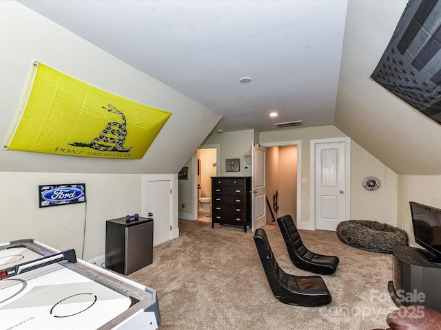 618 Deese Rd, Monroe, NC 28110 - bedroom with carpet flooring, lofted ceiling, and ensuite bath