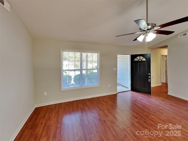 1108 Brookwood Dr, Stanley, NC 28164 - foyer with wood finished floors and a ceiling fan