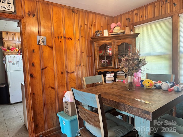 140 Wallins Way, Mars Hill, NC 28754 - tiled dining space featuring wooden walls