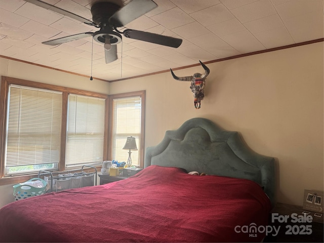 140 Wallins Way, Mars Hill, NC 28754 - bedroom with ornamental molding, multiple windows, and ceiling fan