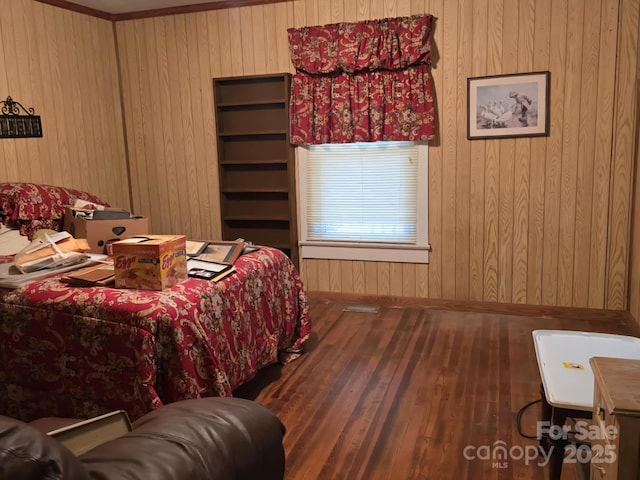 7601 Rhodhiss Rd, Connelly Springs, NC 28612 - bedroom featuring wooden walls and wood finished floors