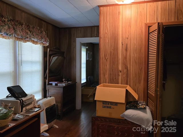 7601 Rhodhiss Rd, Connelly Springs, NC 28612 - bedroom with multiple windows, wood walls, and wood finished floors