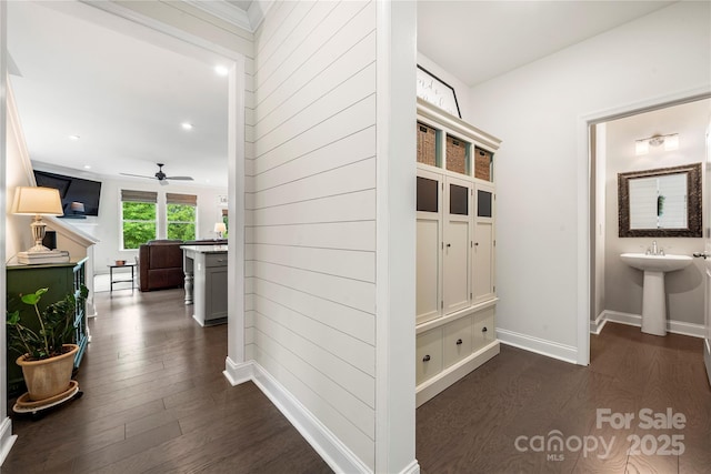 1240 Pebble Grove Dr, Clover, SC 29710 - corridor featuring dark wood-style floors and recessed lighting