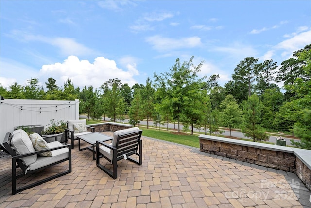 1240 Pebble Grove Dr, Clover, SC 29710 - fenced backyard with a patio area and outdoor lounge area