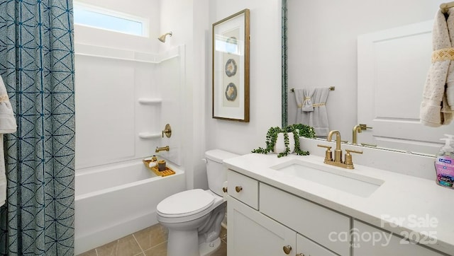 4129 Duplin Dr, Charlotte, NC 28214 - full bathroom featuring vanity, shower / bath combo, and tile patterned floors