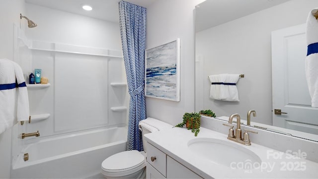 4129 Duplin Dr, Charlotte, NC 28214 - bathroom with vanity and shower / tub combo with curtain