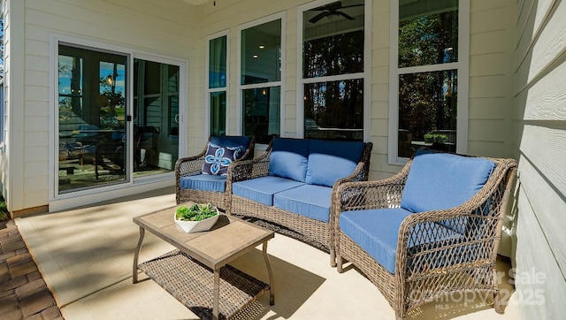 4129 Duplin Dr, Charlotte, NC 28214 - view of patio with ceiling fan and an outdoor living space