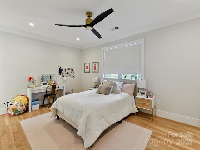 615 Melbourne Ct, Charlotte, NC 28209 - bedroom featuring wood finished floors, recessed lighting, and a ceiling fan