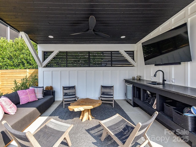 615 Melbourne Ct, Charlotte, NC 28209 - view of patio with an outdoor hangout area and a ceiling fan