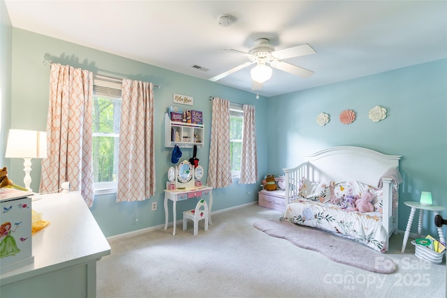 1220 Merribrook Dr, Matthews, NC 28105 - bedroom featuring multiple windows, carpet, and a ceiling fan
